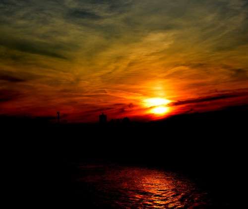 Sunset Sun Sky Cloud Water Red Lake Port