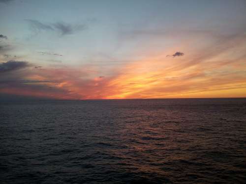 Sunset Ocean Sea Sky Horizon Evening Seascape