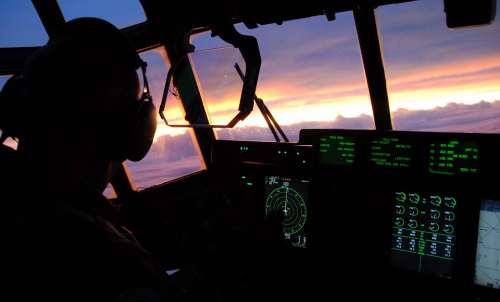 Sunset Sky Clouds Aircraft Cockpit Cockpit View