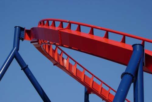Supports Blue Track Roller Coaster Red
