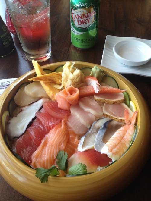 Sushi Salmon Fish Food Seafood Japanese Meal