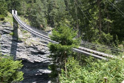 Suspension Bridge Bridge Hiking Mountain Cable