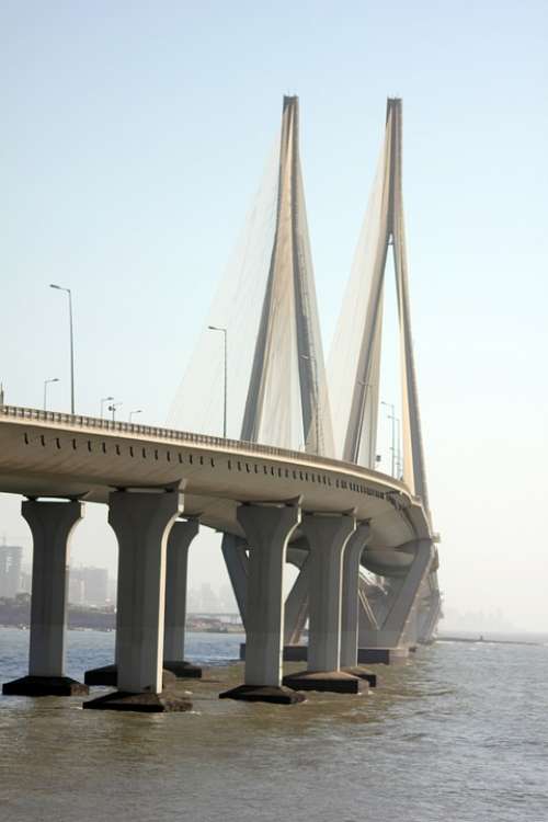 Suspension Bridge Mumbai Bridge Sea