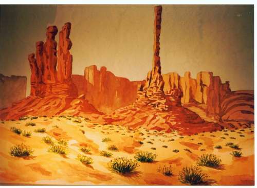 Swathi Monument Desert Usa Landscape Watercolour