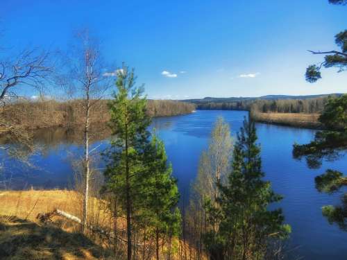 Sweden Landscape Scenic River Reflections Nature