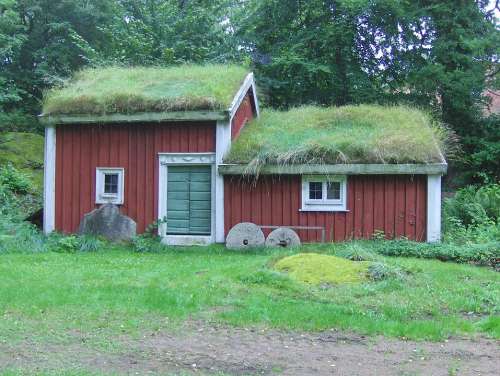 Sweden House Home Building Thatched Roof Grass