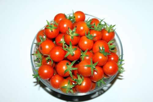 Sweet Red Cherry Tomato Glass Bowl