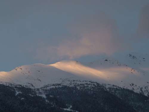Switzerland Valais Mountains Sunset Snow