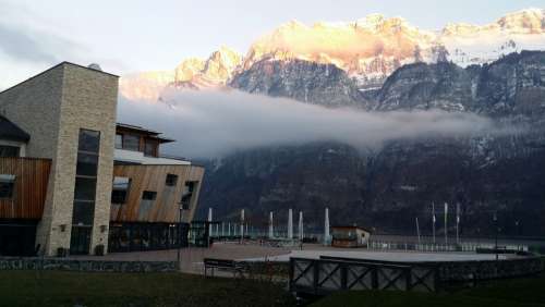 Switzerland Holiday Morning Mountains Sun
