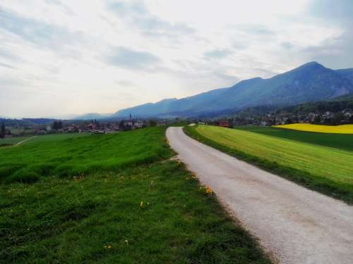 Switzerland Sky Clouds Road Landscape Scenic