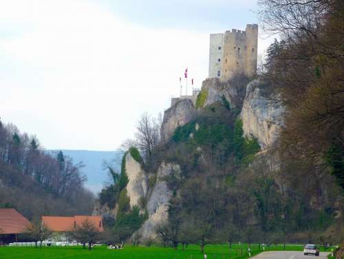 Switzerland Sky Clouds Castle Buildings