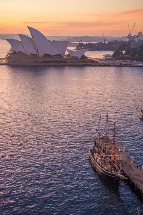 Sydney Opera House Tall Ship Sydney Australia Dawn
