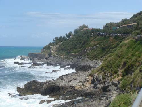 Szicilia Part Cefalù Beautiful Water Rocky Shore