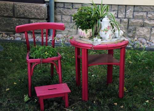 Table Chair Red Romance Flower