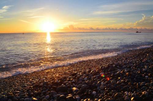 Taiwan Qixing Lake Sunrise Cobblestone Beach