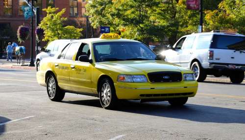 Taxi Cab Yellow Transport Car Automobile Vehicle