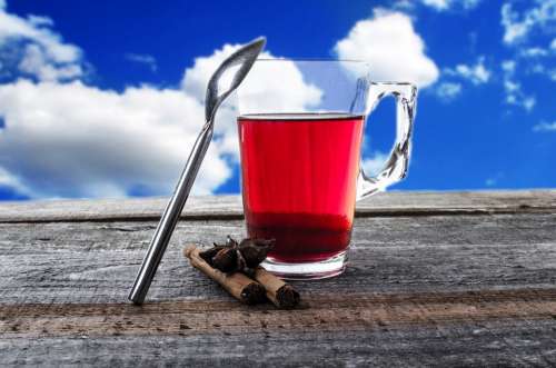 Tea Cup Teabag Mug Glass Cloudy Blue String