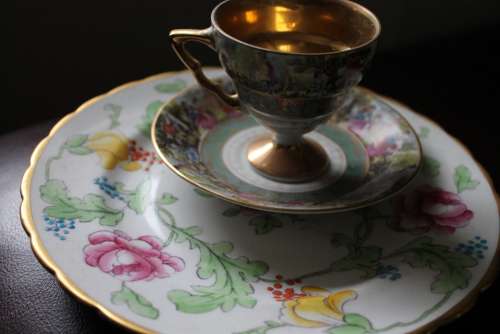 Tea Cup Plate Saucer China Ceramic Dish Cups