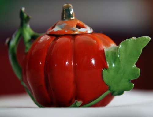 Tea-Pot Pumpkin Orange Tea Collectible China