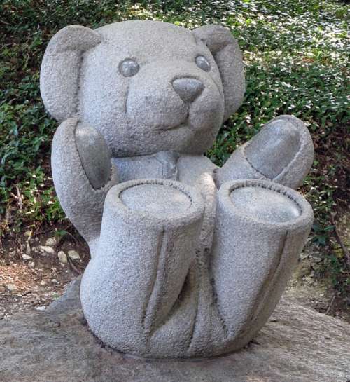 Teddy Bear Sculpture Baby Park Stone Granite Toy