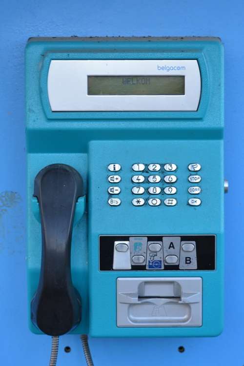 Telephone Pay Telephone Horn Keys Blue