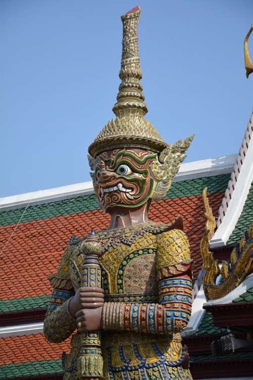 Temple Of The Emerald Buddha Giant Statue Thailand