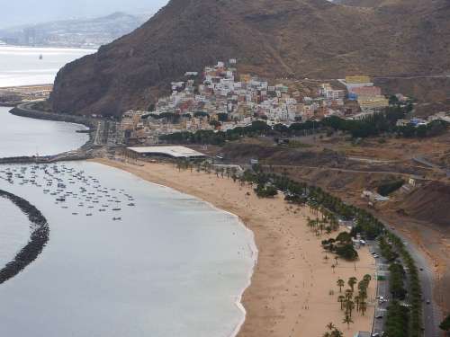 Tenerife Beach Teresitas Nature Is Landscape Sea
