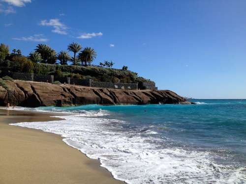 Tenerife Atlantic Sea Beach Blue Water Waves