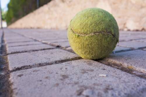 Tennis Ball Sidewalk Soil Game Tennis Ball