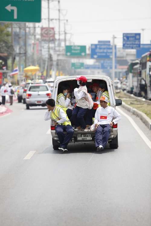 Thailand Street Road Car People Overload Traffic