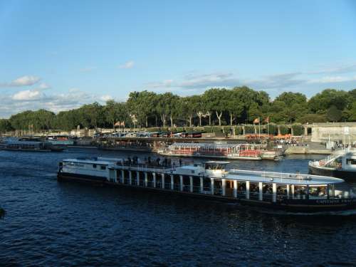 The River Seine Bridge Paris France River Ship