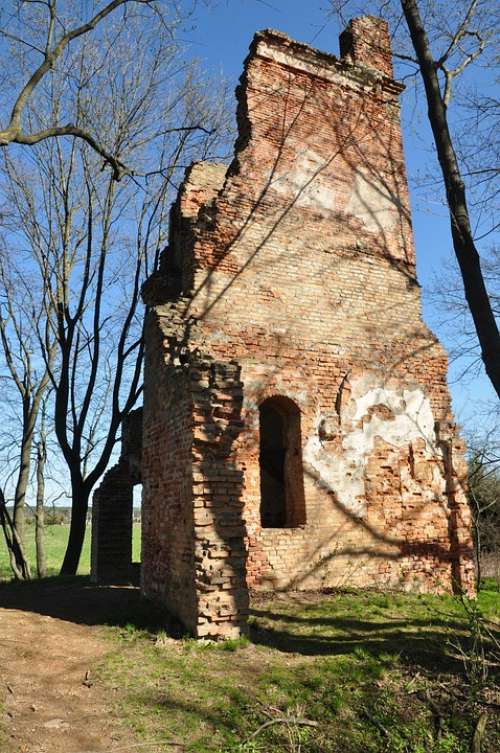 The Ruins Of The Destroyed House Old Poland