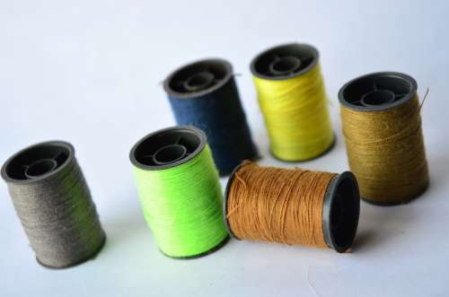 Threads Spools Sewing Green Colors Textile Craft