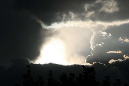 Thunderstorm Sky Clouds Dark Opening Centre Light
