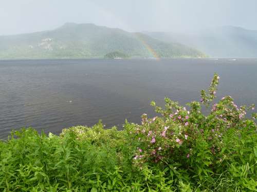 Thunderstorm Rain Rainbow Canim Lake
