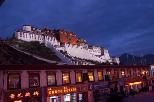 Tibet Tibetan Potala Palace Lhasa China Night