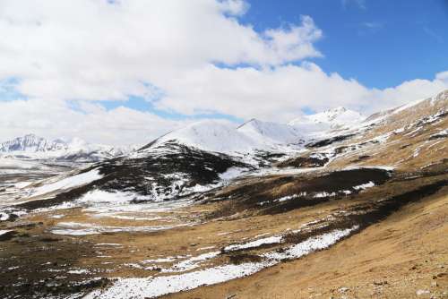 Tibet Mila Mountains Yakou Blue Sky