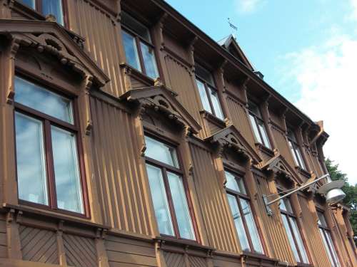 Timber Façade Gothenburg Sweden Historic Center