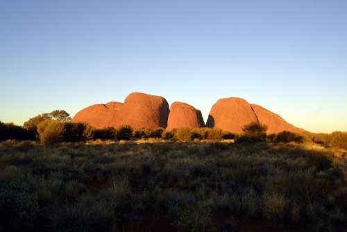 Tjuta Kata Australia Outback Landscape Dusk Orange