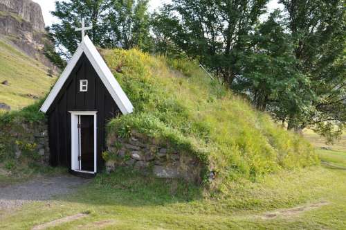 Torfhaus Iceland Grass Roof Hut Building Church