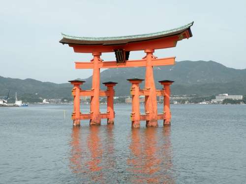 Torii Itsukushima Miyajima Shrine Japan Temple