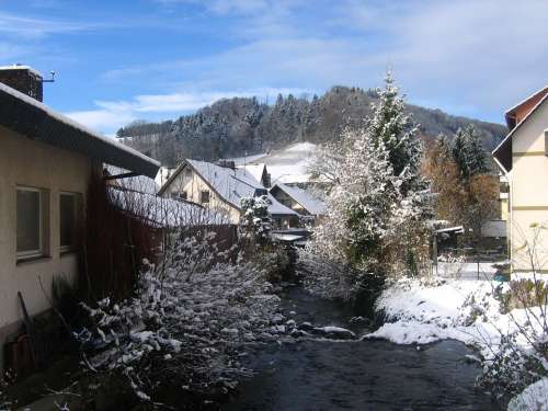 Torrent Bach Glottertal Winter Snow Cold Water