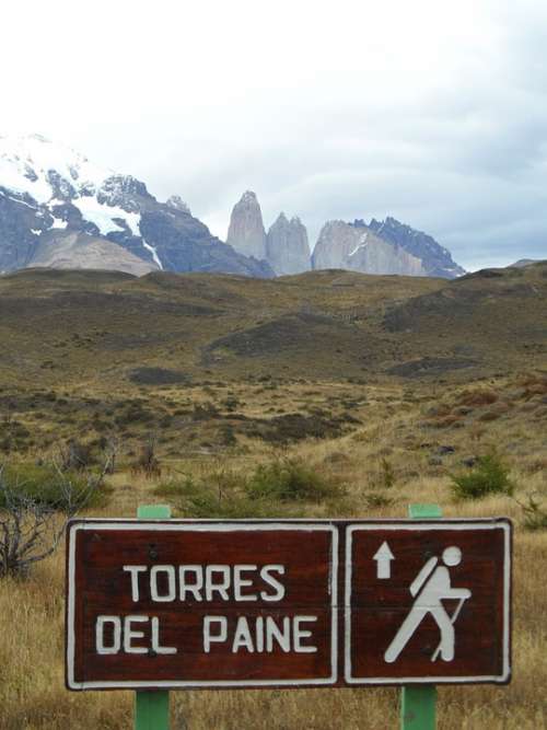 Torres Del Paine Mountains Directory Shield Hiking