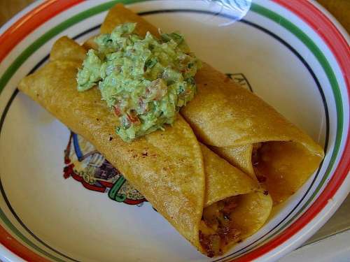 Tortillas Guacamole Flautas Drink Food