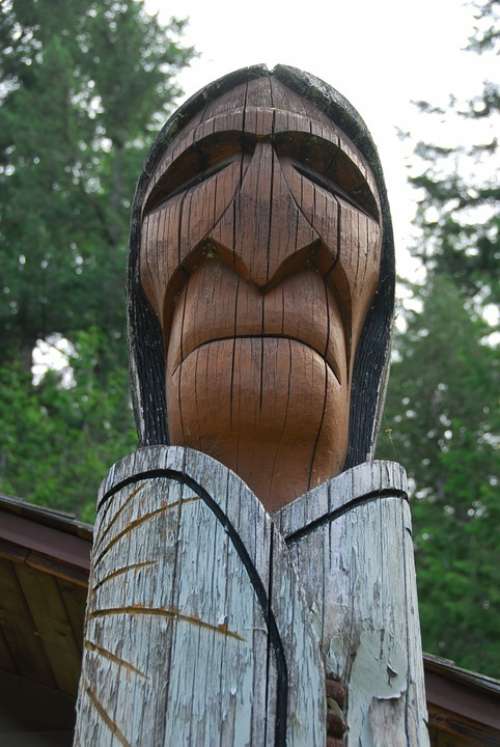 Totem Chief Wood Forest Brown Native