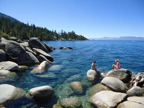 Tourist Bolders Lake Tahoe California