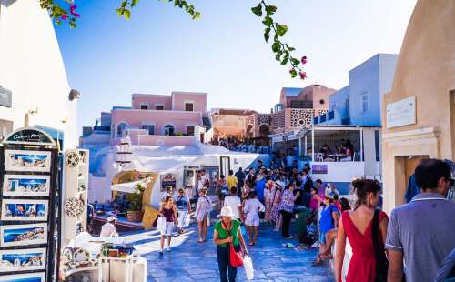 Touristic Oia Santorini Greece Stores Greek