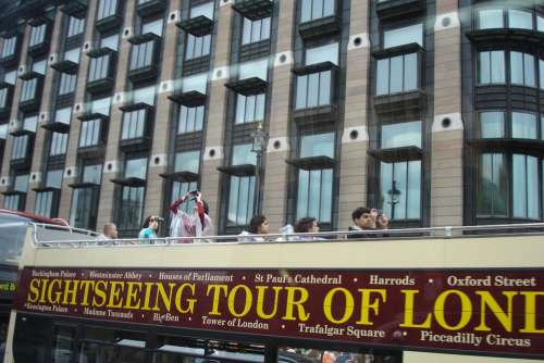 Tourists Photograph Sightseeing Double Decker