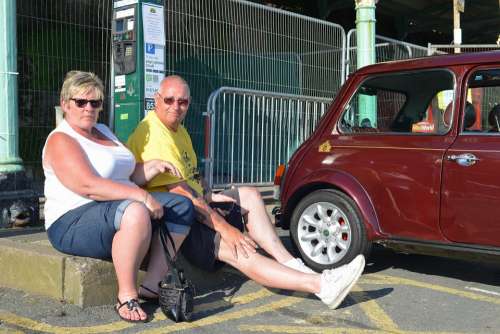 Tourists Driver Couple Mini Car Auto England