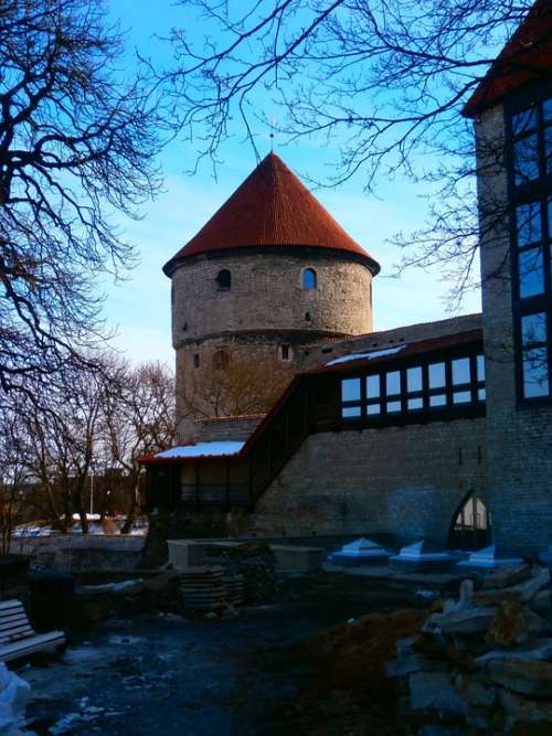 Tower Red Old Wall Old Town Tallinn Estonia